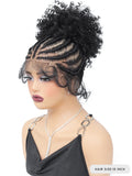 10" Braided Wig with Buns | Cornrow Braids | Full Lace | Ponytail | Synthetic Wig for Black Women