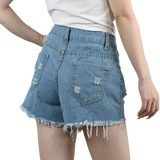 3pcs Women's High Waist Denim Shorts 2025 Summer Black Blue White Hot Pants Ripped Jeans Shorts Woman Short Trousers Streetwear