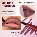 2-in-1 Lip Contour Lip Stain Pen Smudge-proof Non-stick Cup Moisturizing Lip Makeup Cosmetic Dual-Sided Tip Lip Stain & Liner