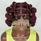 Handmade Bantu Knots Braided Wig | Short Knotless Braids | Full Lace Wig with Baby Hair | Synthetic Braiding Wig for Black Women