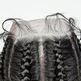 22" Box Braids Full Lace Wig | Two Curly Ponytails | Baby Hair | Synthetic Braided Wig