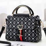 Monogram Print PU Leather Shoulder Bag For Women With Single Strap Casual Tote Bag - Versatile Everyday Accessory