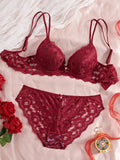 Single of Women's Underwear Set Sexy Lace Patchwork with Push Up Bra Romantic Sheer Women's Panties