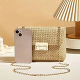 Yogodlns Knitted Straw Crossbody Bag For Women With Chain Strap Day To Night - Versatile Day To Night Use