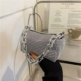 Allover Rhinestone Bucket Bag | Glitter Chain Prom Purse & Women's Mini Crossbody Bag (Sparkling Evening Handbag)