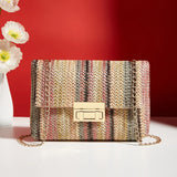 Yogodlns Knitted Straw Crossbody Bag For Women With Chain Strap Day To Night - Versatile Day To Night Use