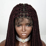 40" 360° HD Full Lace Knotless Twist Braids Wig | Blended Long Box Braids