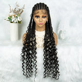 2024 KIMA Cornrow Water Wavy Braided Full Lace Wig with Baby Hair | Synthetic African Braid Lace Front Wig
