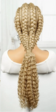 28" Blonde Knotless Cornrow Braids Wig with Curly Ends | Lace Frontal | Baby Hair