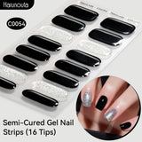 Gradient Auroras Semi Cured Gel Nail Strips Sparkly Shinning DIY Gel Polish Stickers for Nails Works with UV/LED Nail Lamps