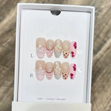 10pcs French Almond Press on Nails Flower False Nails Wearable Stick-on Nails Fake Nail Uñas Postizas Mujer Накладные Ногти 네일팁