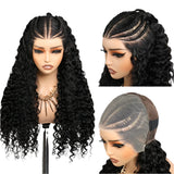 Alibele Pre-Braided Water Wave Wig | 13x6 Full Lace Frontal | 200% Density | Malaysian Remy Hair | Natural Black