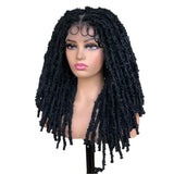 Blue Butterfly Locs Full Lace Braided Wigs For Women Crochet Hair Dreadlocks Meche Faux Locks Braids Extensions Synthetic Hair