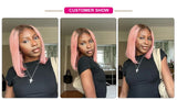 180% Density Dark Root Ginger Ombre Straight Bob Wig | Transparent T-Part Lace Front Human Hair