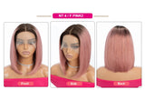 180% Density Dark Root Ginger Ombre Straight Bob Wig | Transparent T-Part Lace Front Human Hair