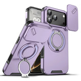 For Magsafe Magnetic Ring Holder Fold Bracket Phone Case For iPhone 17 Air 16 15 14 Plus 13 12 11 Pro Max 16E Slide Camera Cover
