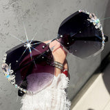 Rhinestone Rimless Sunglasses
