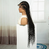 34" Cornrow Braids Wig with Curly Ends | Full Lace Frontal