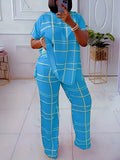 Short Sleeve 2 Piece Women Sets 2025 Spring Summer Matching Sets Stripe Print Two Pieces Sets Top Pants Suits Outfits Clothing