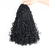 10" Bob Goddess Box Braids Crochet Hair | Boho Braids with Curls