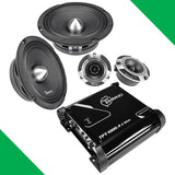 TIMPANO CAR AUDIO BUNDLE 2x 6.5" MIDRANGE SPEAKERS + 2x TWEETERS + 4 CHANNEL AMP