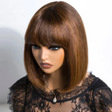"Put On & Go" Straight Bob Wig | Easy Wear Human Hair with Bangs & Realistic Scalp