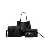 4pcs Women Lady Fashion Handbag Set | Shoulder Bags, Tote, Purse, Messenger Satchel & Crossbody with Card Case Holder Wallet for Girls