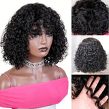Curly Short Bob Cut Human Hair Wigs With Bangs Kinky Curly Bob Wig Brazilian Remy Hair Full Machine Made