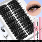 GROINNEYA DIY Eyelash Extension Kit Lashes Clusters Set Mix Eyelashes Full Set With Lash Bond&Seal and Eyelash Tweezers Makeup