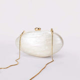 Oval Marble Beige Shell Acrylic Luxury Elegant Lady Evening Bag | Cute Handbag & Wedding Girl Female Mini Purse