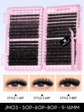 GROINNEYA Lash Clusters Kit Cat Lashes 640 Pcs with Lash Bond & Seal Cluster Eyelash Extensions Eyelash Clusters Kit DIY at Home