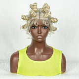 Short Cute 350 Color Bantu Knotless Braids Wig | Transparent Full Lace | Baby Hair