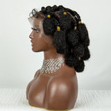 Handmade Bantu Knots Braided Wig | Short Knotless Braids | Full Lace Wig with Baby Hair | Synthetic Braiding Wig for Black Women