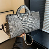 Luxury Crocodile Pattern Women's Handbag | Fashion Shoulder & Crossbody Bag (Famous Brand Designer PU Leather, Large Capacity)