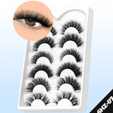 GROINNEYA Fake Lashes Fluffy Cat Eye Lashes 8D Fluffy Volume False Eyelashes D Curl Dramatic Thick Full Strip Faux Mink Lashes