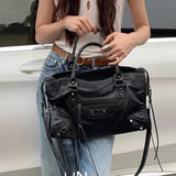 Brand PU Leather Crossbody Shoulder Bag For Women City Tote With Saddle Shape Y2K Street Style - Durable PU Leather