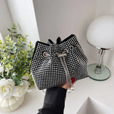 Luxury Women's Horseshoe Bucket Bag | New High Quality PU Leather One Shoulder Handbag (Exquisite Rivet & Chain Design)