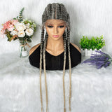 36" 27/613 Blonde Cornrow Braided Wig | Lace Frontal Box Braids | Synthetic Wig with Baby Hair for Black Women