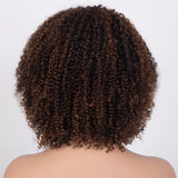 Ombre Highlight Afro Kinky Curly Human Hair Bob Wig | Full Machine Made Brazilian Remy