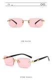 Rimless Sunglasses Rectangle Fashion Popular Women Men Shades Small Square Sun Glasses For Female male Summer Traveling Oculos