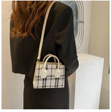 Women's Mini Handbag & Ladies Pouch | Fashion Check Pattern Shoulder Bag & Crossbody Messenger Bag (Lightweight Simple Elegant Tote)