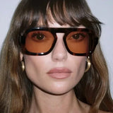 DOHOHDO 2025 Fashion Square Sunglasses Women New Retro Black Brown Thick Frame Pilot Sun Glasses Woman Chic Polygon Shades UV400