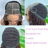 14" Copper Red Faux Locs Lace Front Wig | Short Twist Dreadlocks | Synthetic Braided Wig
