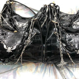 Gothic Dark Punk Underarm Bag | Skull Shoulder Bag & Y2K Chain Crocodile Pattern Crossbody Bag (Korean Popular Aesthetic Handbags)