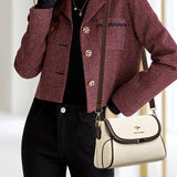 Solid Color High-Quality Leather Small Shoulder Bags | New Messenger Bags with Strap & Designer Crossbody Bag (Sac à Main)