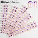 120/240Pcs French Short Square False Nails 12-Sizes Full Cover Press On Nail Glossy French Fake Fingertips for Women DIY Nails &
