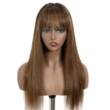 Bone Straight Human Hair Wig with Bangs | 3x1 Middle Part Lace Wig (Remy, Clearance Sale)