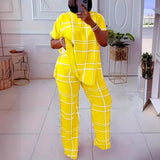 Short Sleeve 2 Piece Women Sets 2025 Spring Summer Matching Sets Stripe Print Two Pieces Sets Top Pants Suits Outfits Clothing