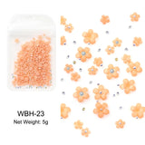 White Acrylic Flower Nail Art Decorations Mixed Size Rhinestones Red Blue Gem Manicure Tools Accessories DIY Nails Design 5g