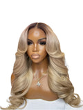 Ombre Ash Honey Blonde Body Wave Human Hair Wig | 13x6 Lace Frontal